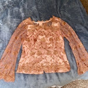 Rose gold lace see threw top